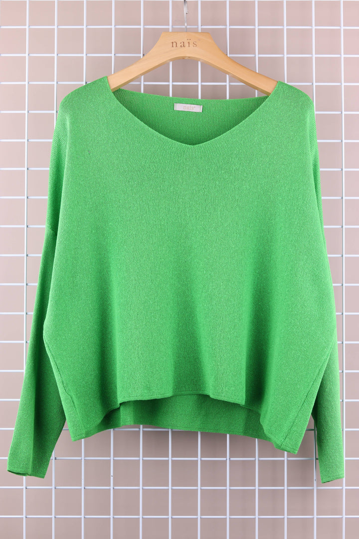 Short V-Neck Cotton Sweater