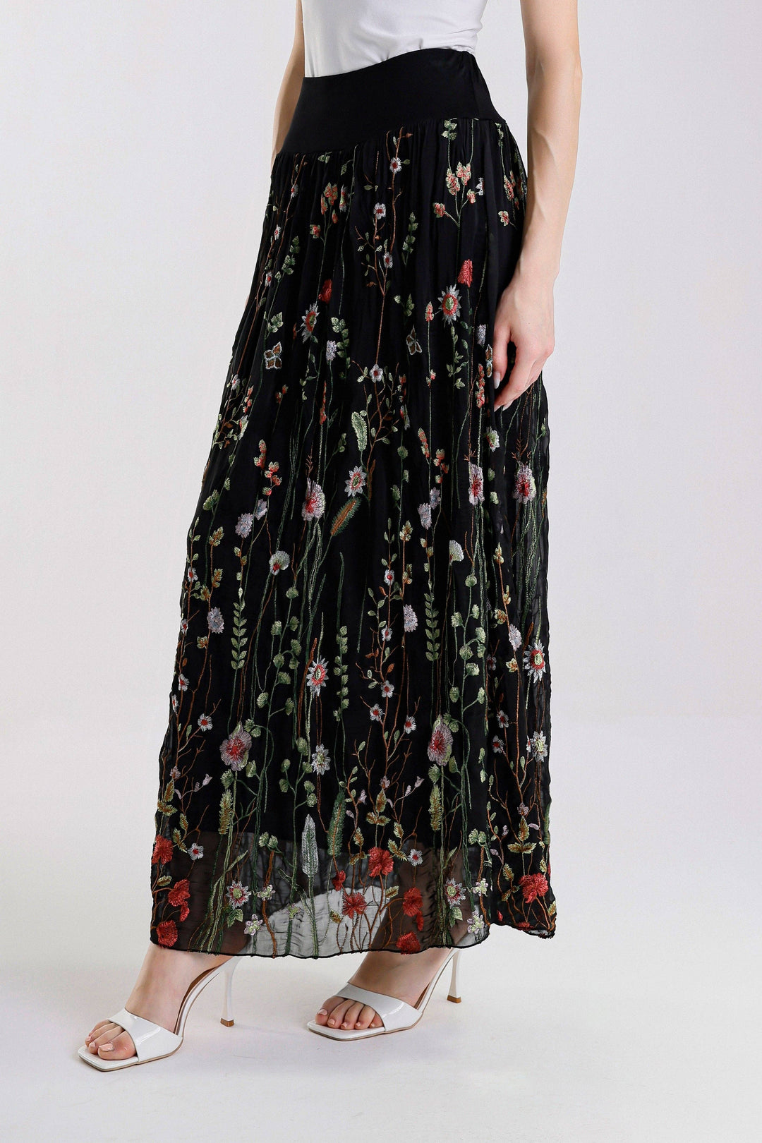 Sable Garden Silk Skirt