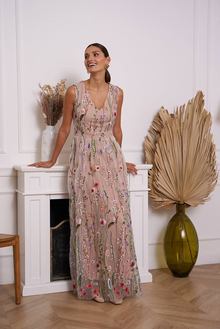 Romantic Floral Tulle Long Dress