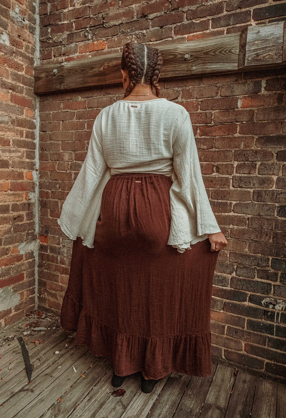 Boho Cinch Ruffle Skirt Organic Cotton Bamboo, Bohemian 