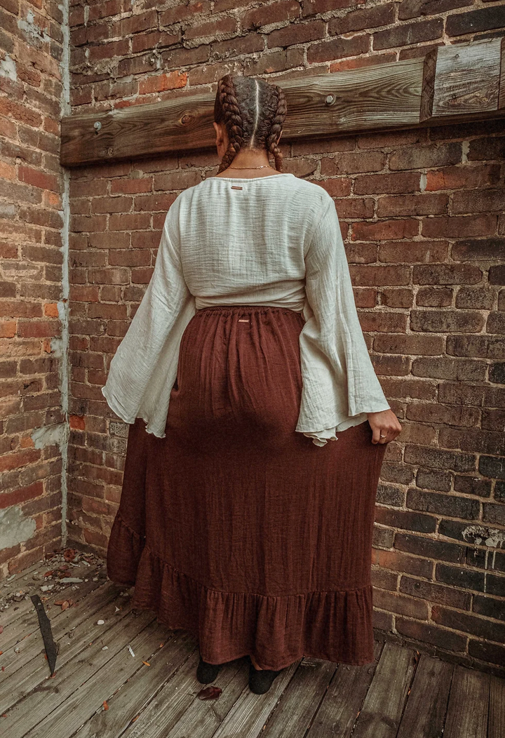 Boho Cinch Ruffle Skirt Organic Cotton Bamboo, Bohemian 