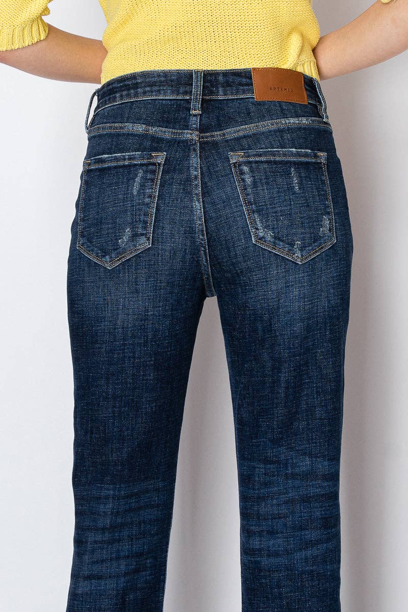 Tummy Control High Rise Stretch Straight With Cuff Jean