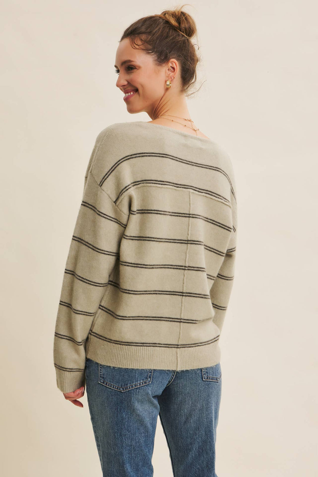 Eco-Conscious Stripe Oversized Easy Favorite Sweater Top