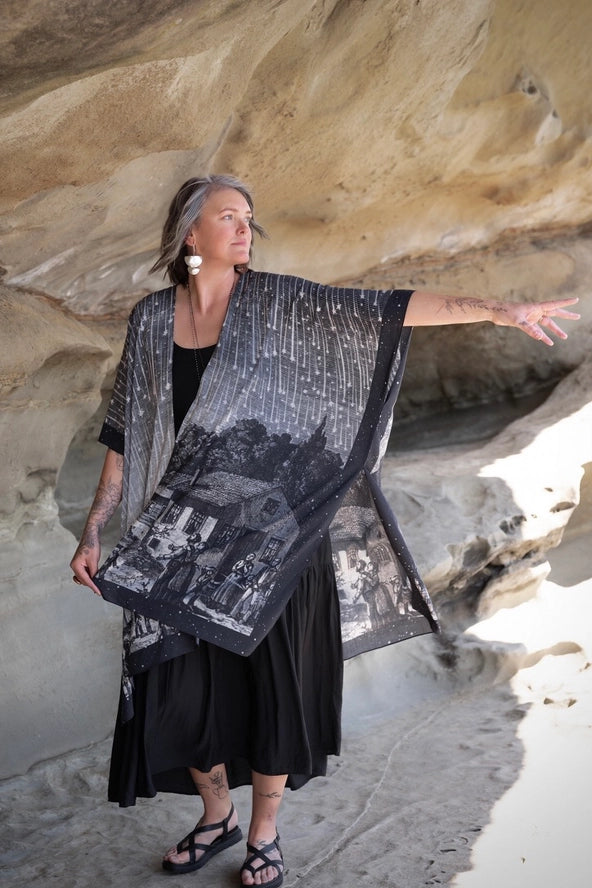 The Stargazer Goddess Duster Kimono w/ Celestial Print