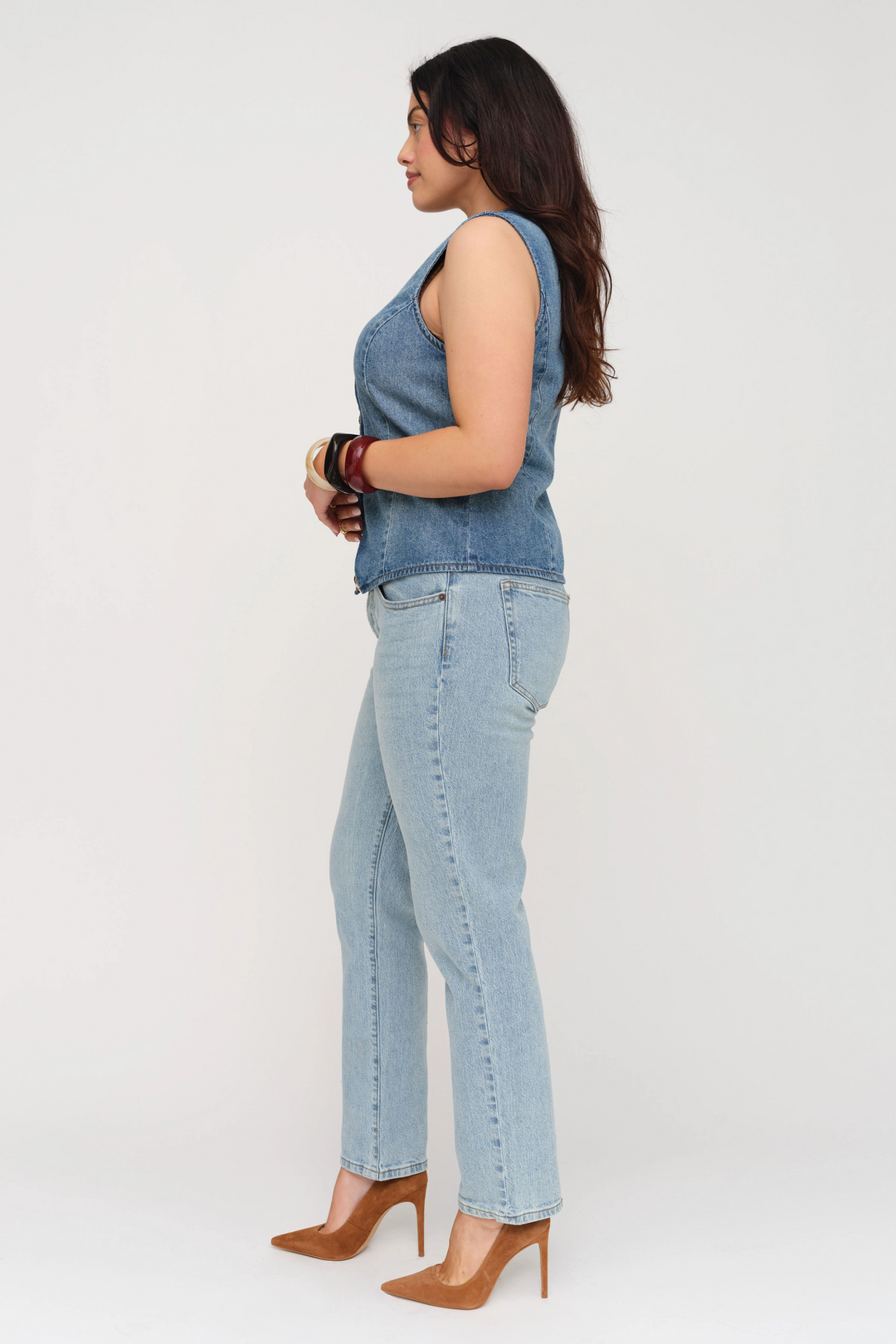 Remmington Denim Button Up Vest, Classic Vintage