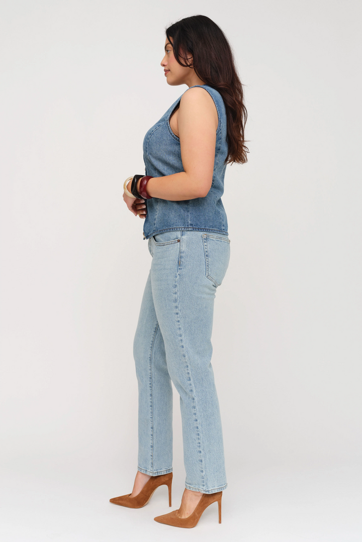 Remmington Denim Button Up Vest, Classic Vintage