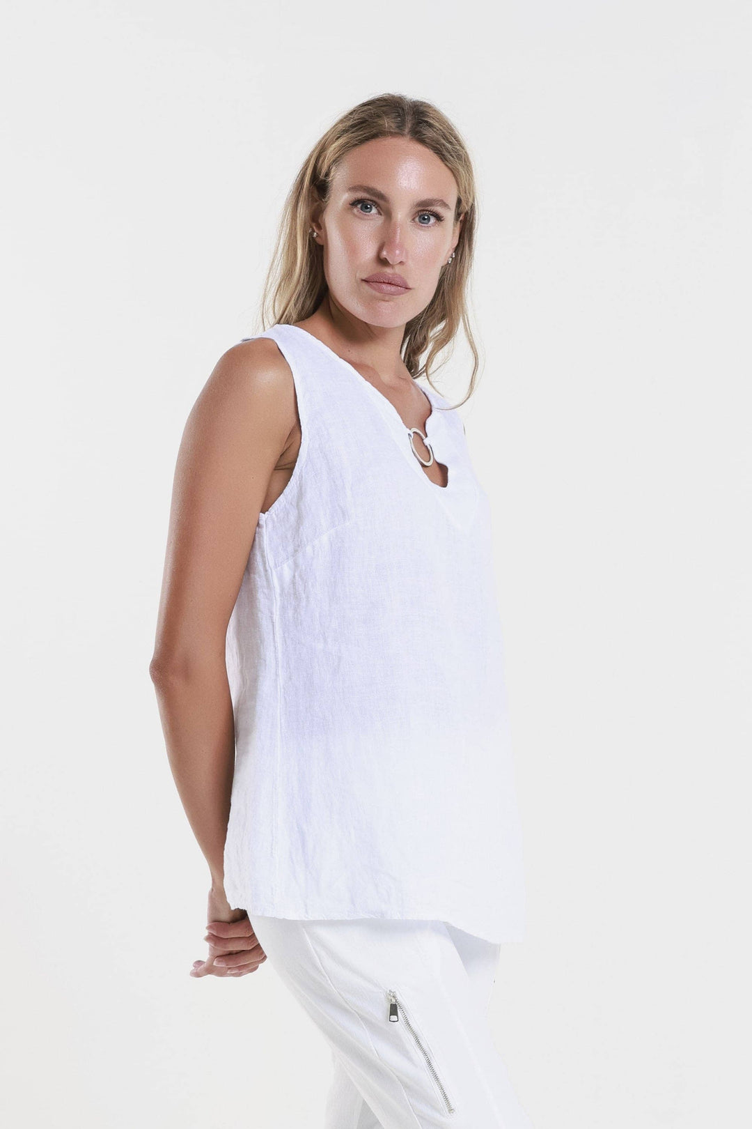 Cora Ring Detail Linen Tank