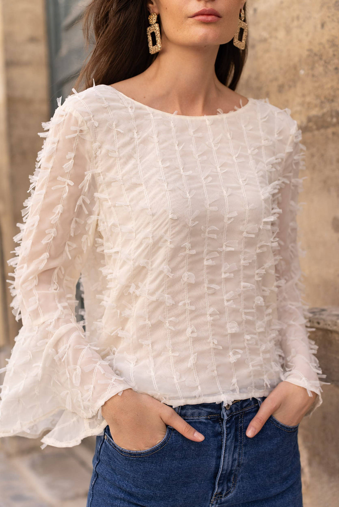 Bell Sleeve Lace Blouse