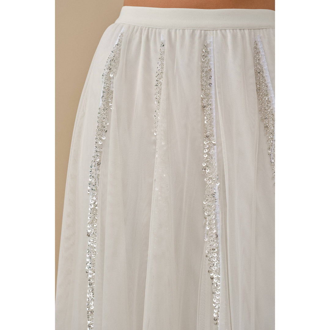Ethereal Glamour Sequin Panelled Tulle Midi Skirt