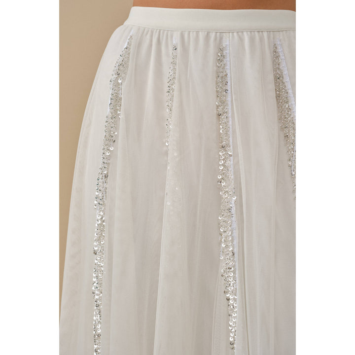 Ethereal Glamour Sequin Panelled Tulle Midi Skirt