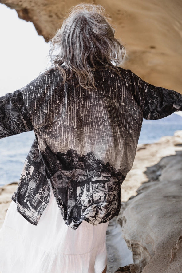 The Stargazer Matineé Duster (mid-length) w/ Celestial Print