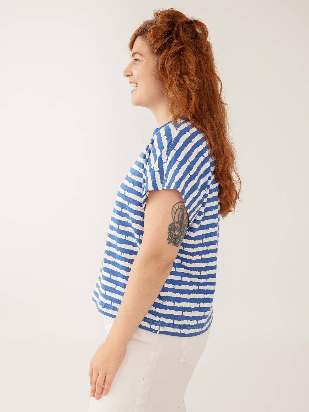 Caitlin Top Cobalt Split Stripe