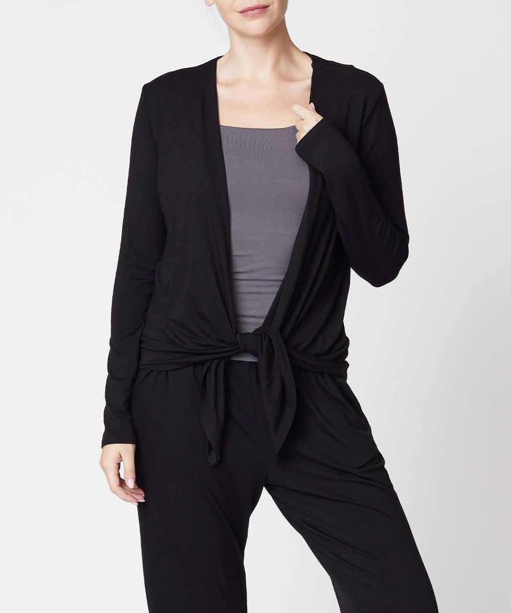 Bamboo Front Tie Open Cardigan