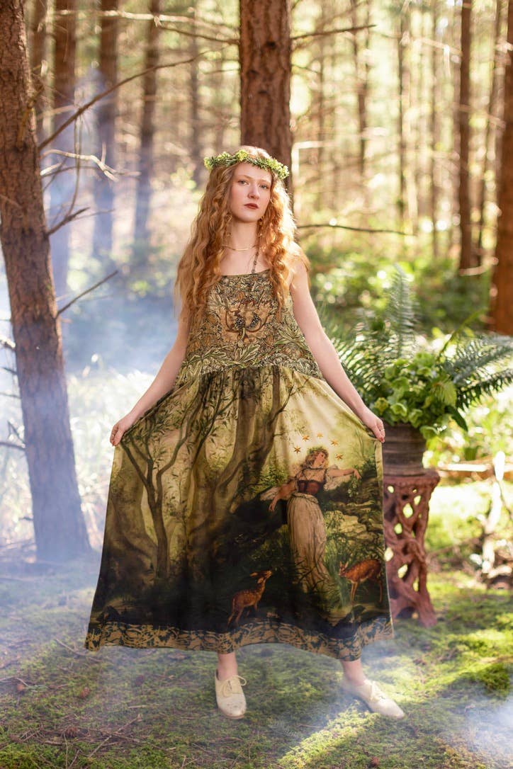 The Dawning Bohéme Long Maxi Slip Dress w/ Ophelia & Fawns