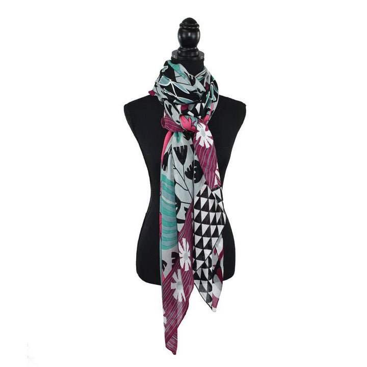 Hipster Retro Mixed Motif Scarf: Navy