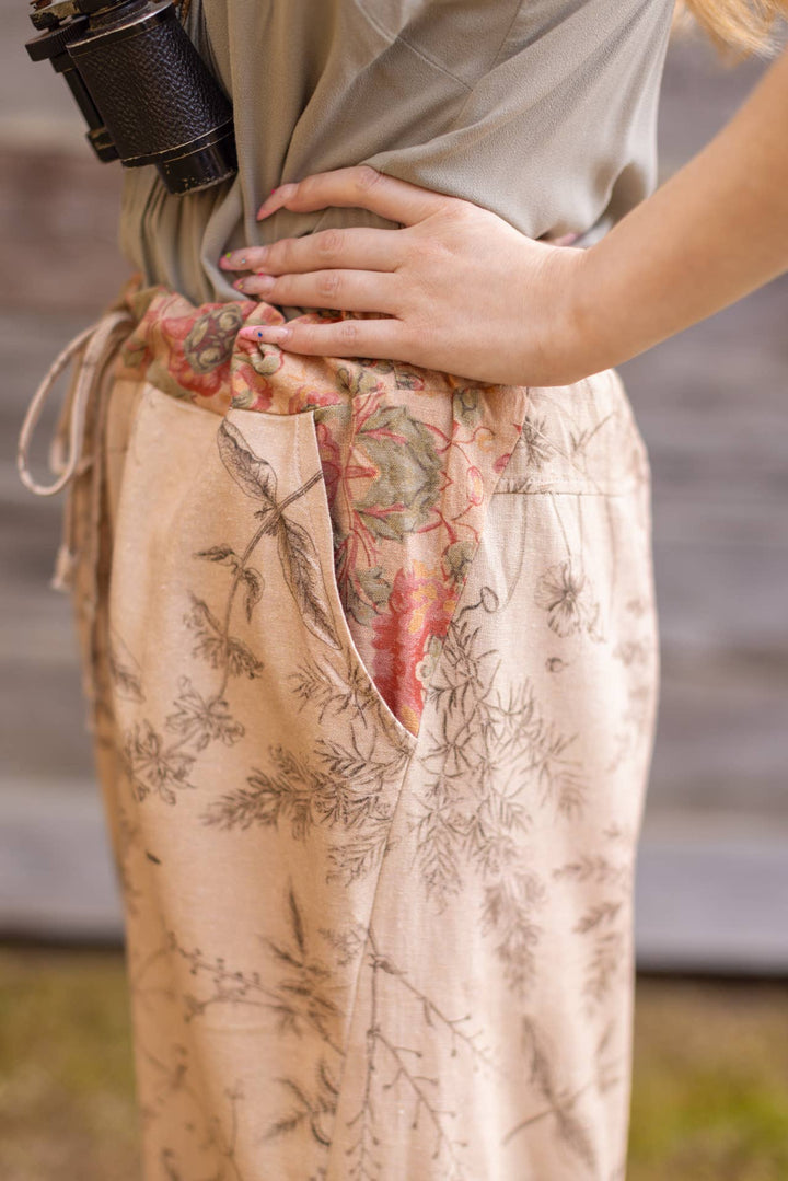 Map of My Heart Printed Boho Artist Pants in Flax