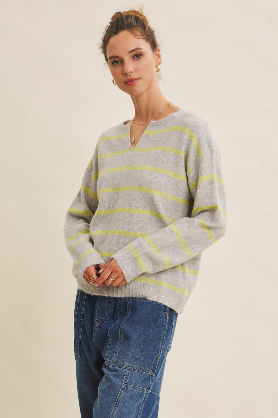 Eco-Conscious Stripe Oversized Easy Favorite Sweater Top