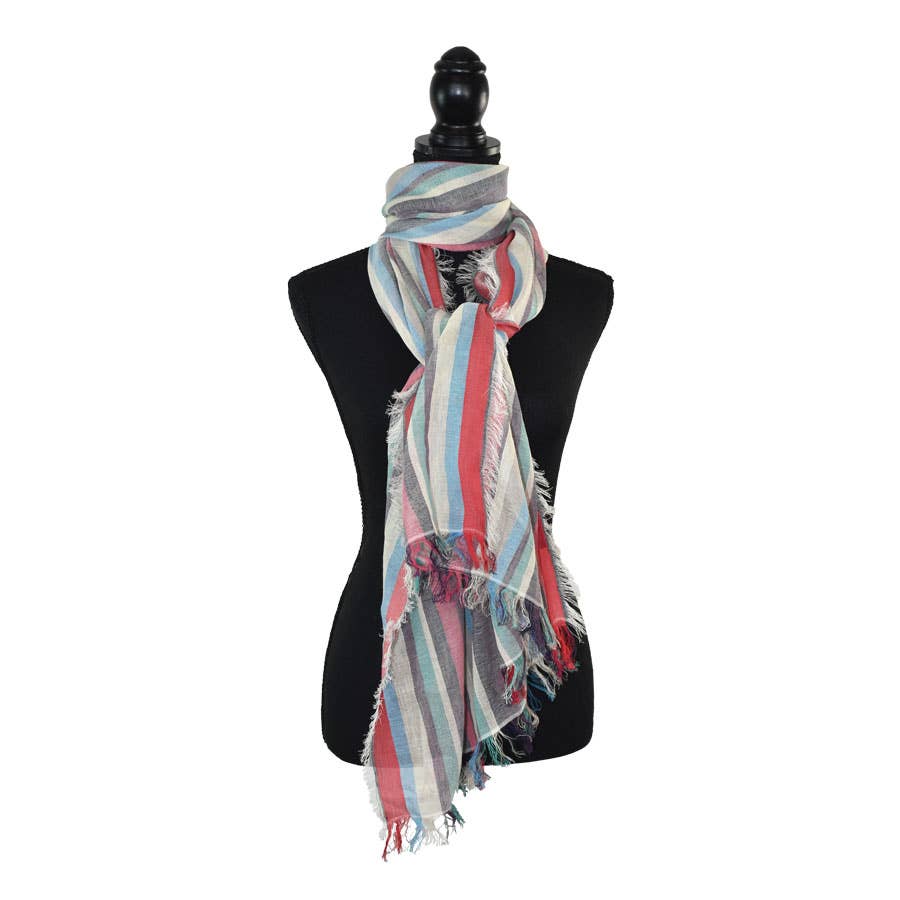 Imani Narrow Striped Linen Scarf