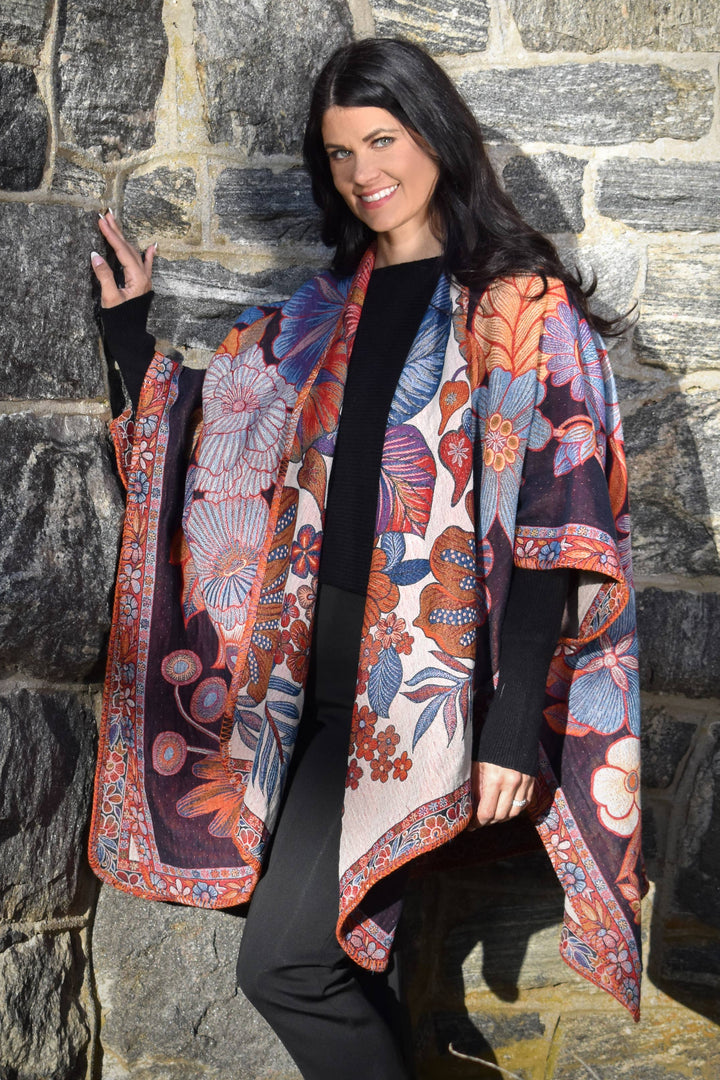 Caitlyn Floral  Jacquard Kimono Wrap