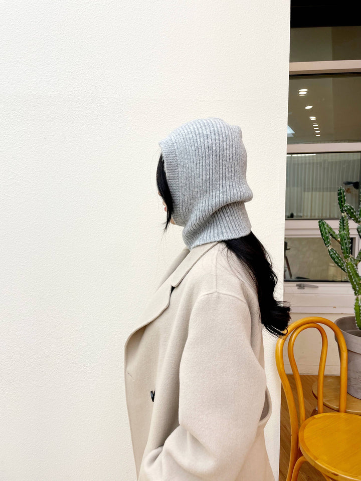 Sweater Knit Alpaca Hooded Winter Balaclava Hat