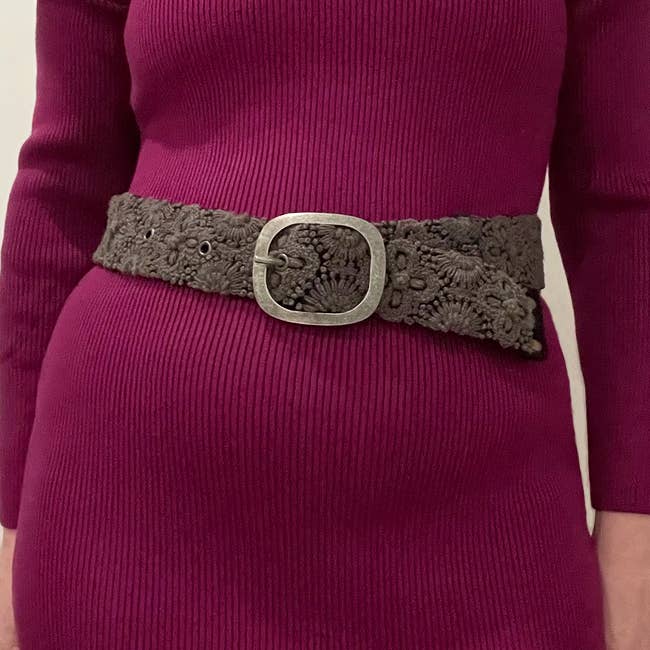 Midnight Oasis Embroidered Wool Belt