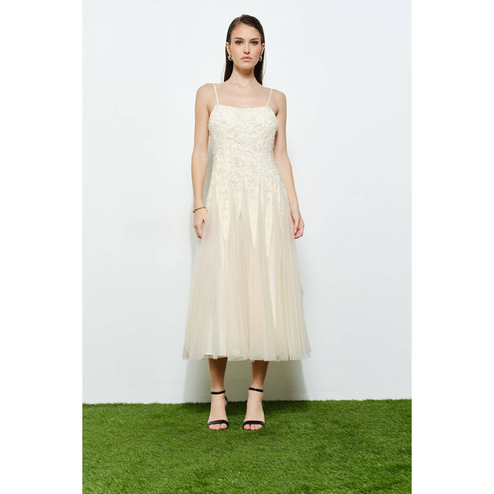 Romantic Lace Chiffon Sleeveless Midi Dress