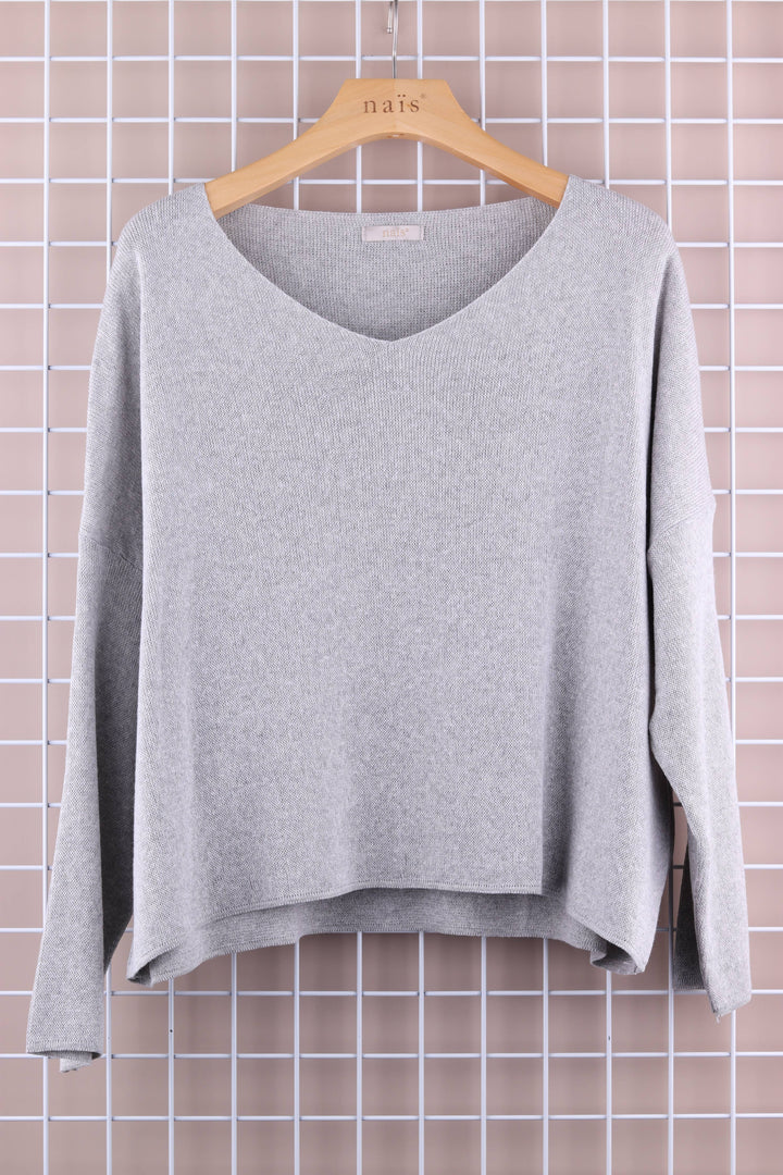 Short V-Neck Cotton Sweater
