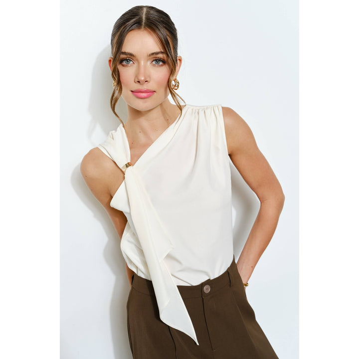 Asymmetric Drape Ring Detail Top