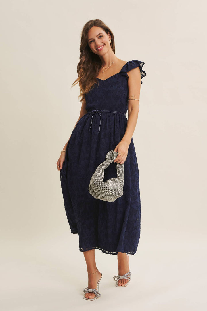 Rich in Texture Velvet Waist Jacquard Midi Dress