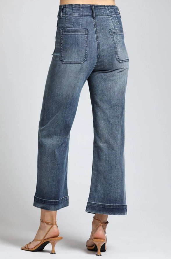 Crop Wide Leg Jean with Patch Pockets
