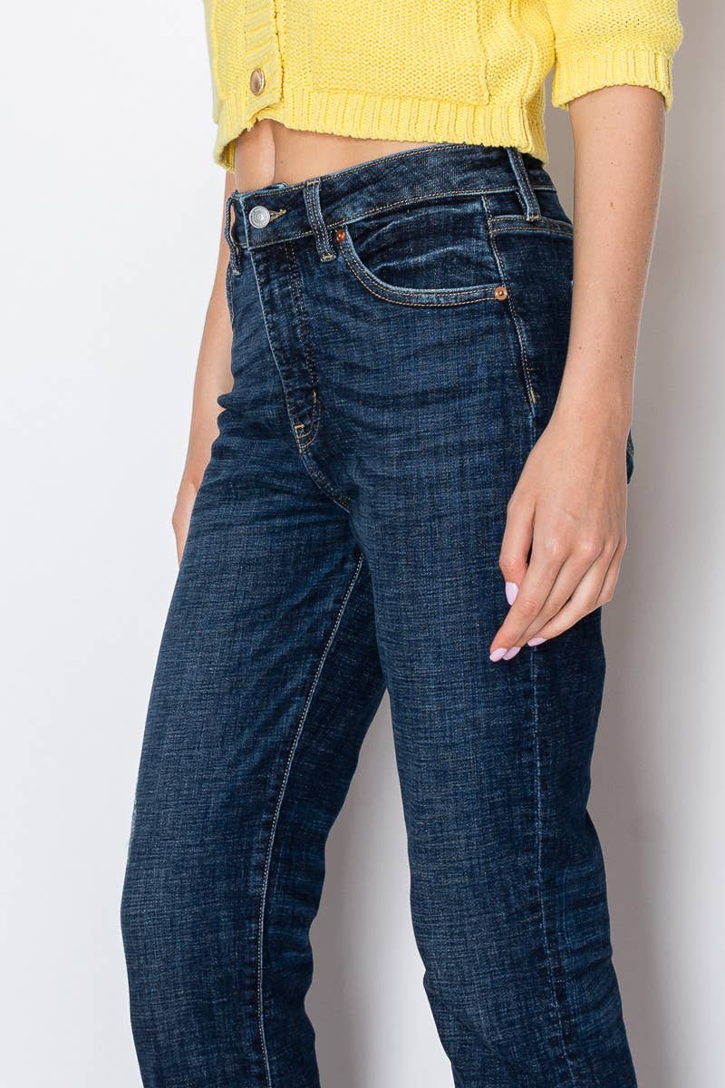 Tummy Control High Rise Stretch Straight With Cuff Jean