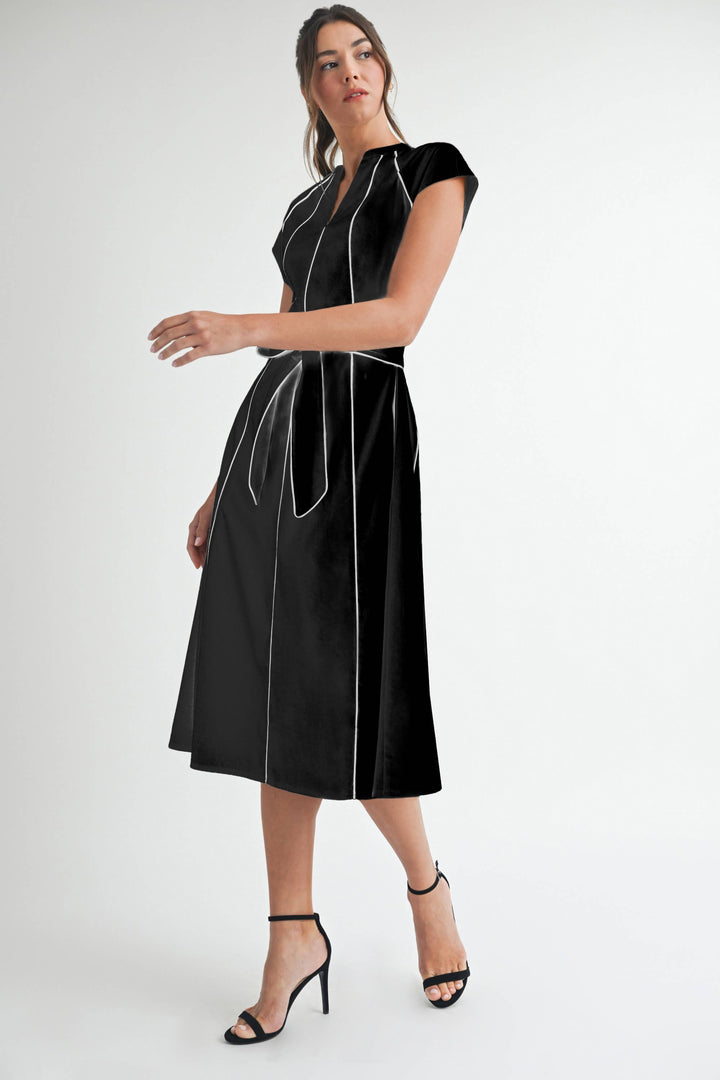 Linen Stripe Midi Dress