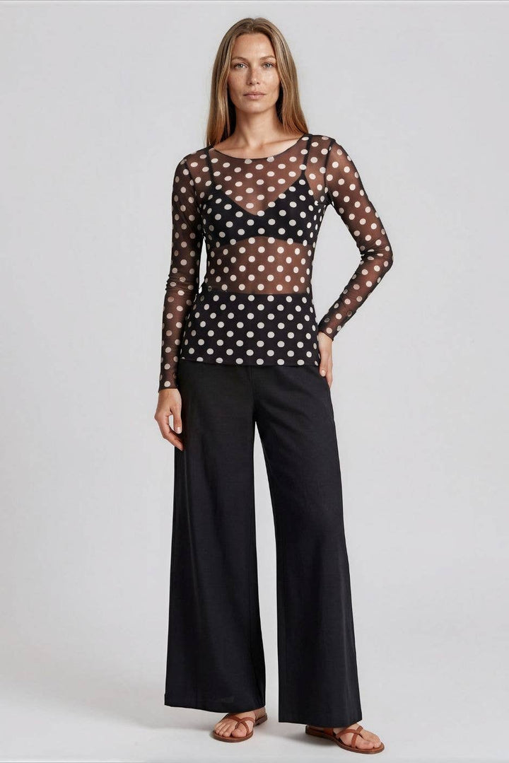 Polka Dot on Black - NudiTee Sheer Top