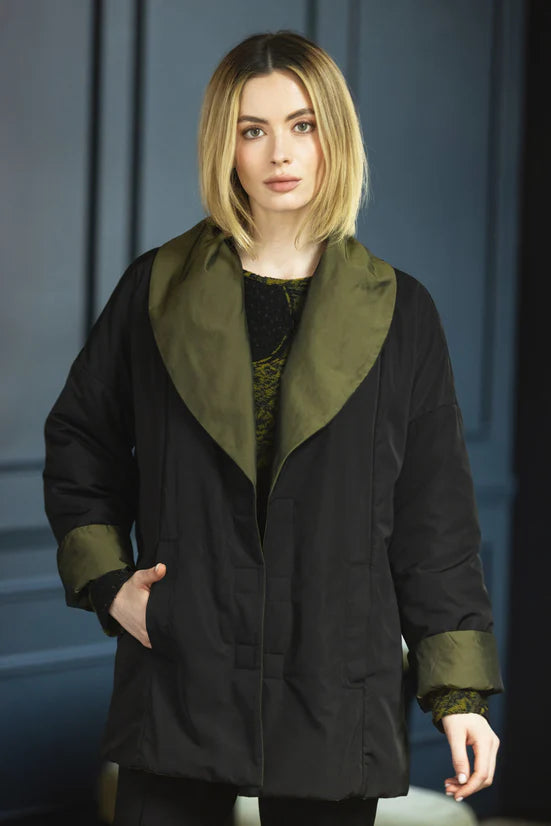 Two Tone Taffeta Metropolitan Coat