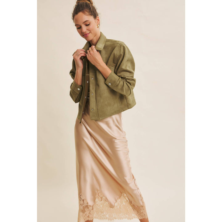 Versatile Luxe Stretchy Suede Jacket with Statement Pockets