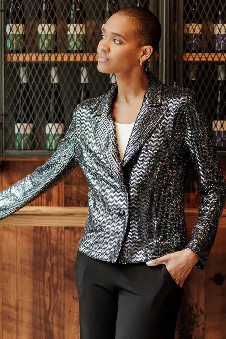 Sequin Knit - Modern Button Blazer