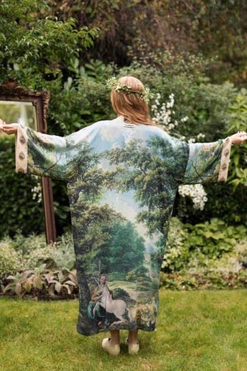 The Mythmaker Opera Duster w/ pastoral landscape & unicorn