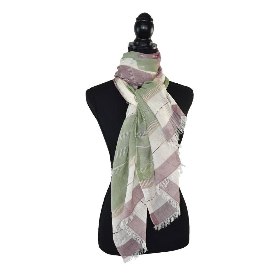 Zoli Stitched Detail Striped Scarf