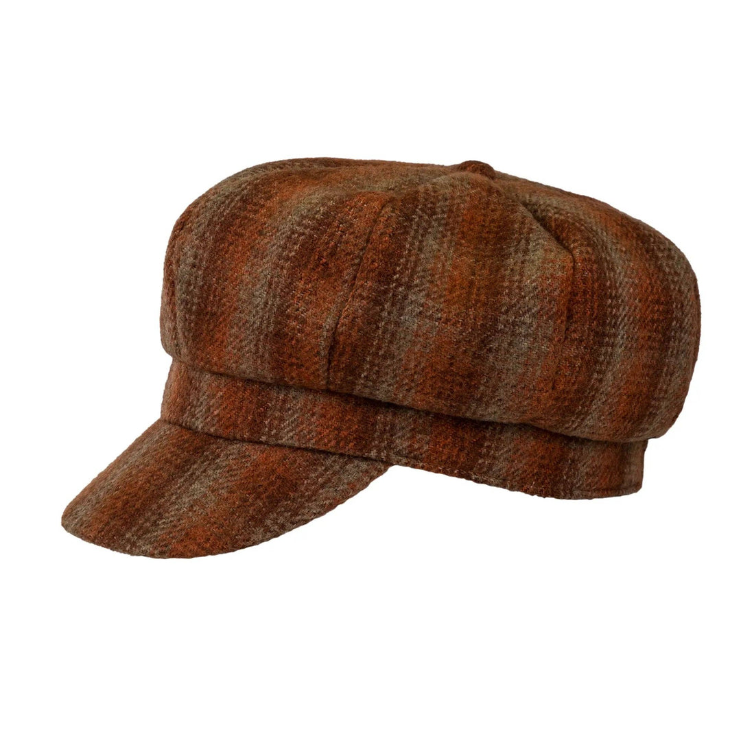 Checked Wool Look Winter Baker Boy Peak Cap