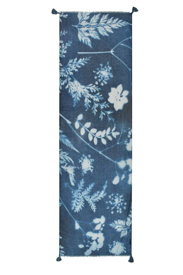 Indigo Pressed Leaf Scarf