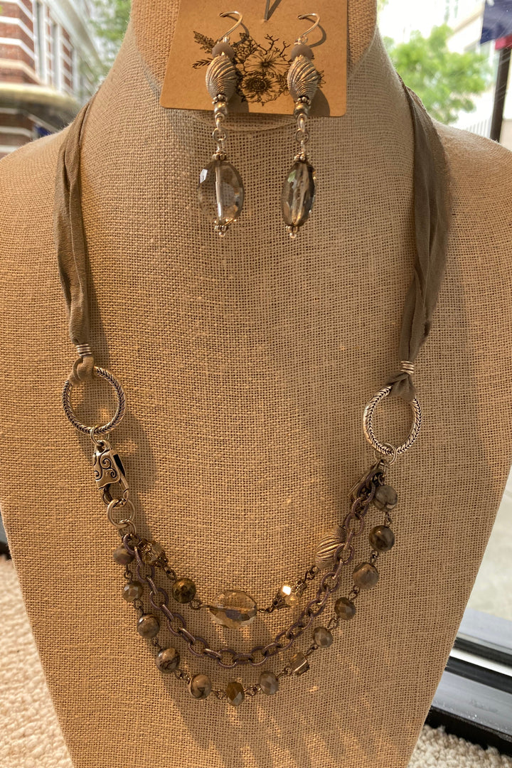 Multi Bead and Silk Pastel Necklace 1