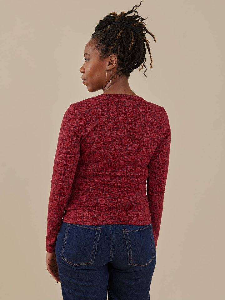 Gillian Wrap Top Crimson Vine