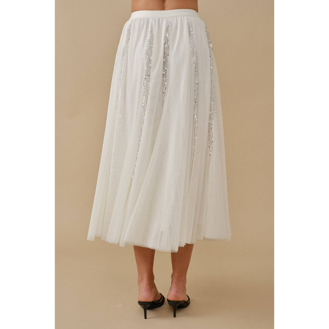 Ethereal Glamour Sequin Panelled Tulle Midi Skirt