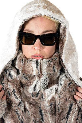 Hoody Scarf - Luxury Faux Fur in Birch with Cuddly Fur