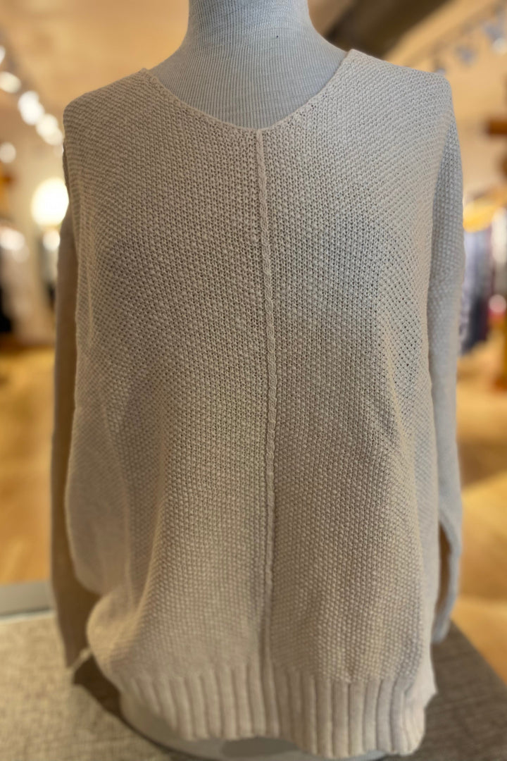 Center Seam V-Neck Seed Stitch Sweater