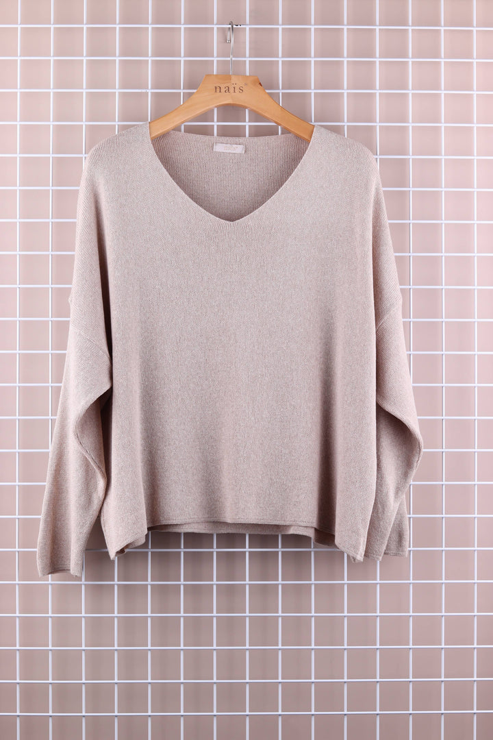 Short V-Neck Cotton Sweater