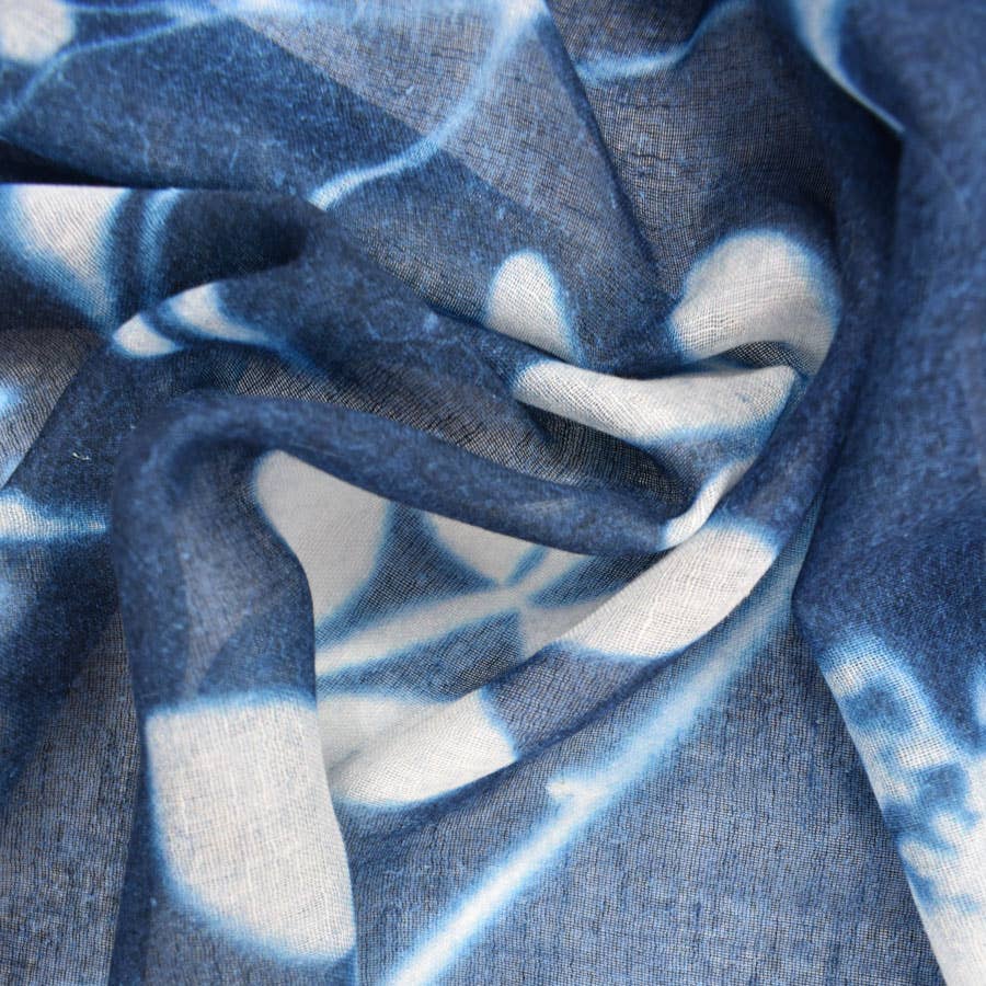 Indigo Pressed Leaf Scarf