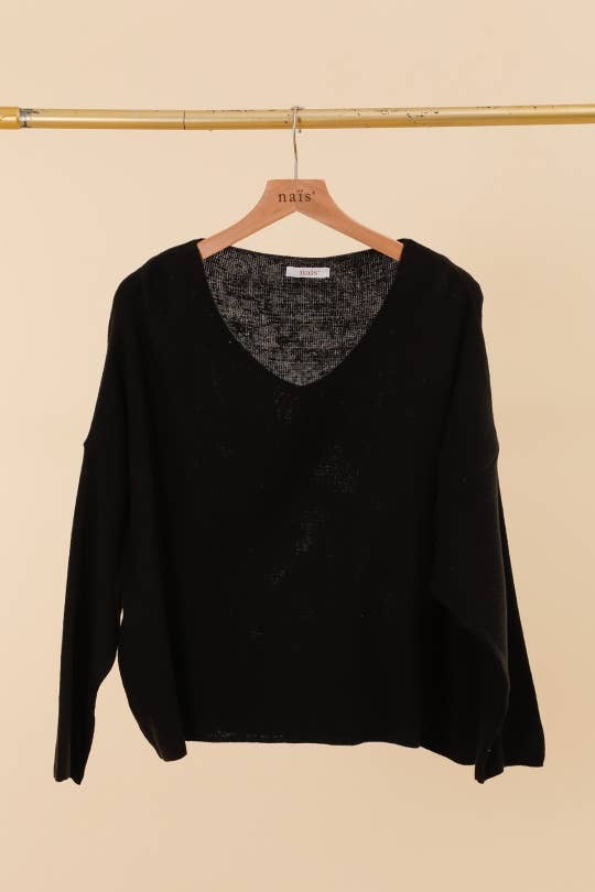 Short V-Neck Cotton Sweater