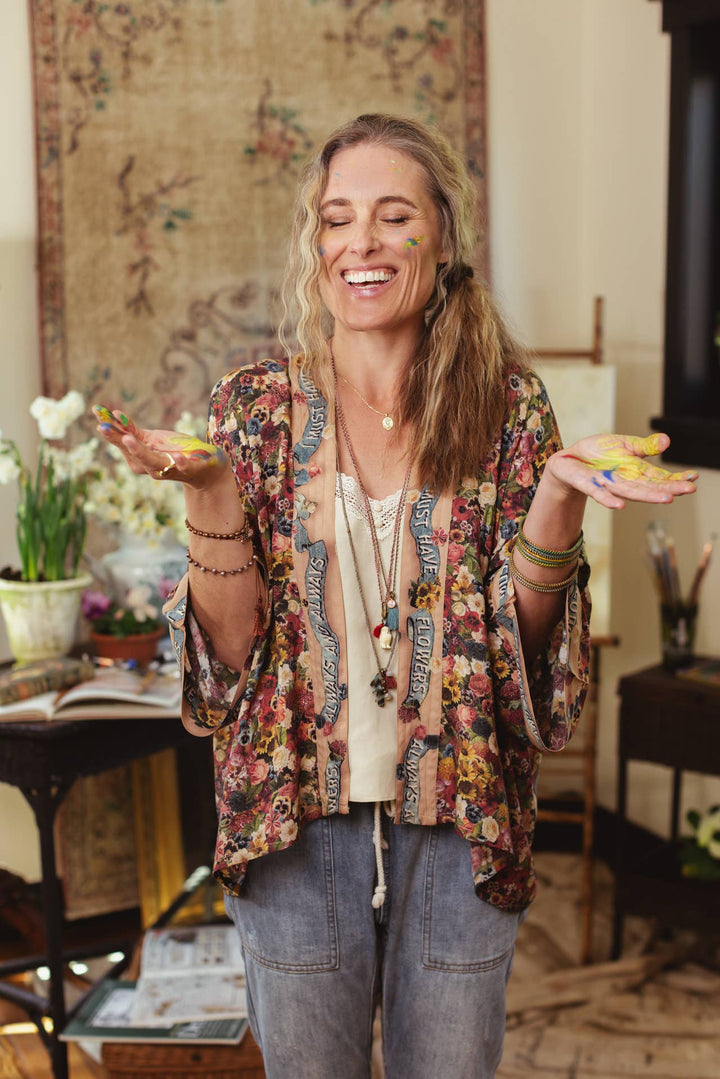 Art of Life Pixie Duster Cropped Kimono w/Palette, Flowers