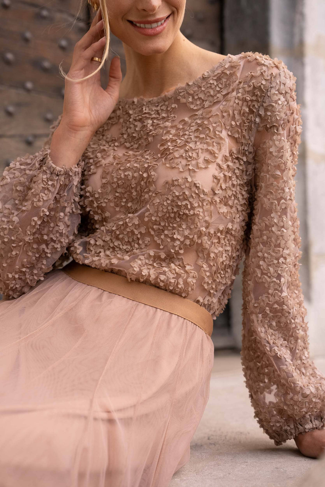 Textured Rosette Blouse